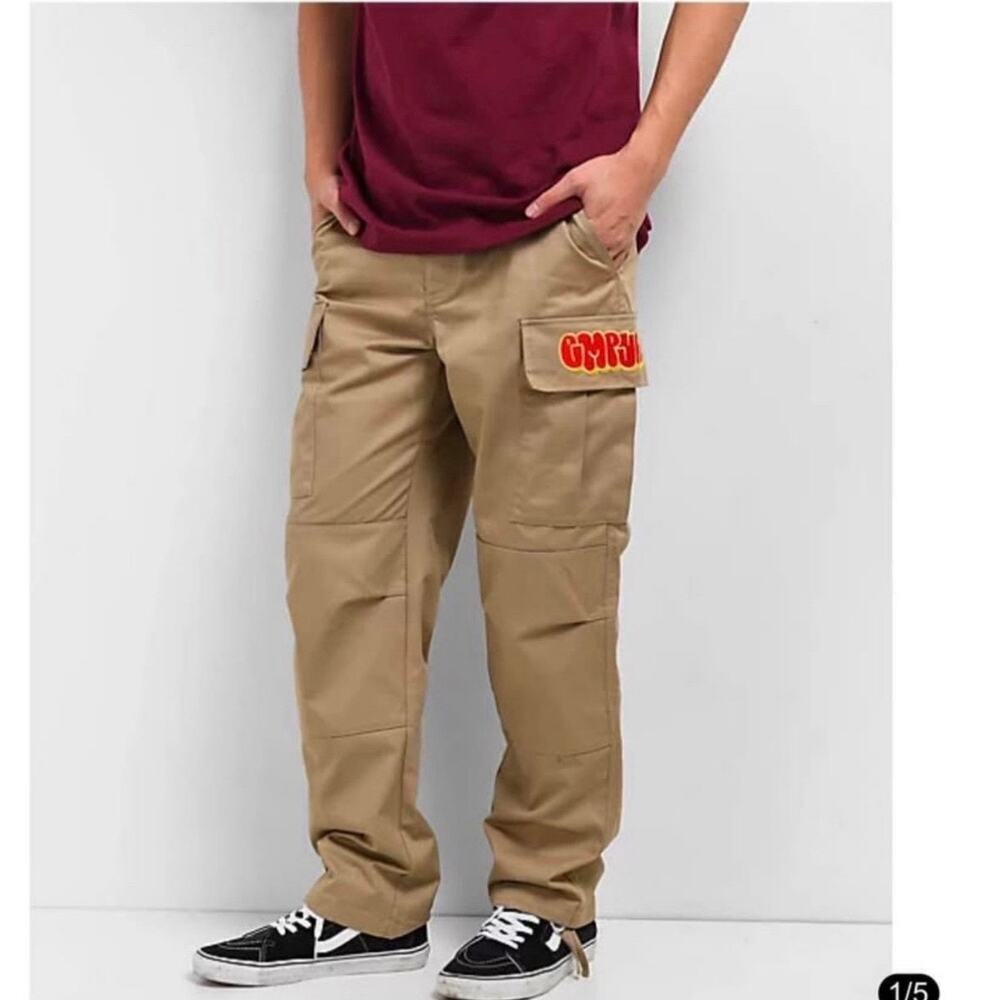 Empyre Men's Tan Bubble Logo Khaki Cargo Skate Pants Size 32